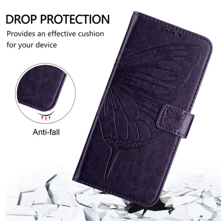 Funda de piel con diseño de mariposa en relieve para Samsung Galaxy M56 5G (morado oscuro)