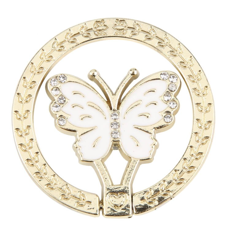 Soporte de Anillo para Teléfono Móvil Metal Mariposa (Blanco)