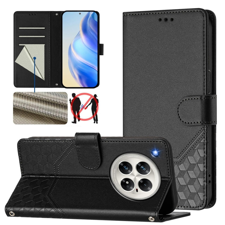 Funda de Cuero Rfid con Relieve en Panal para Infinix Zero 40 5G/4G (Negra)