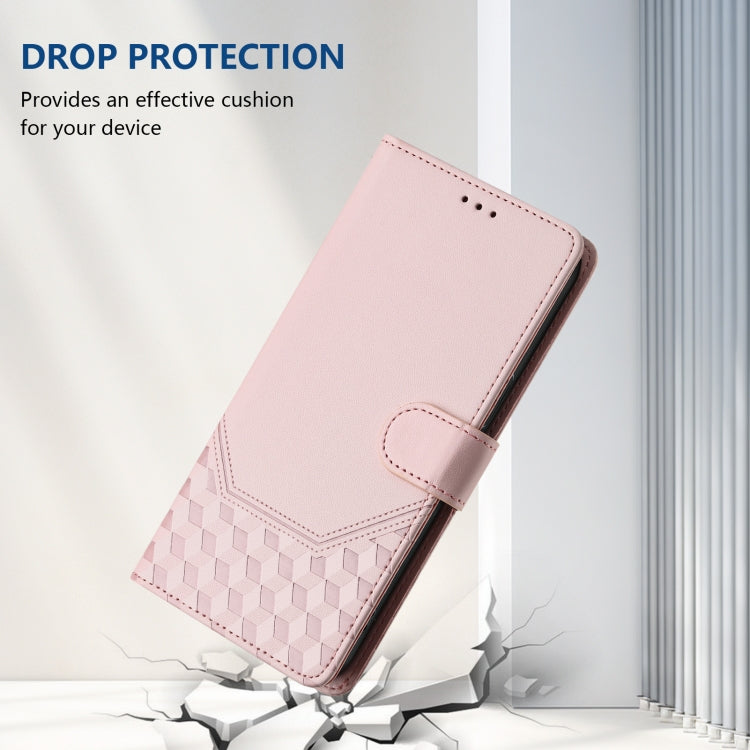 Funda Cuero Rfid con Relieve Panal para Teléfono Itel A80 4G (Rosa)