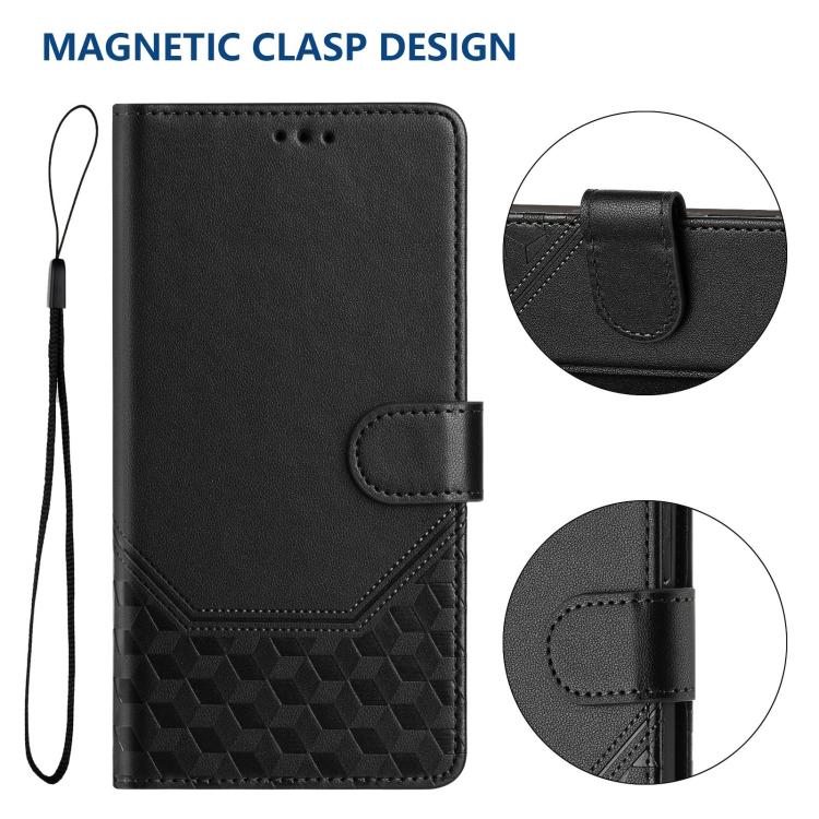 Funda de Cuero Rfid con Relieve en Panal para Huawei Nova 13/Nova 12 (Negra)