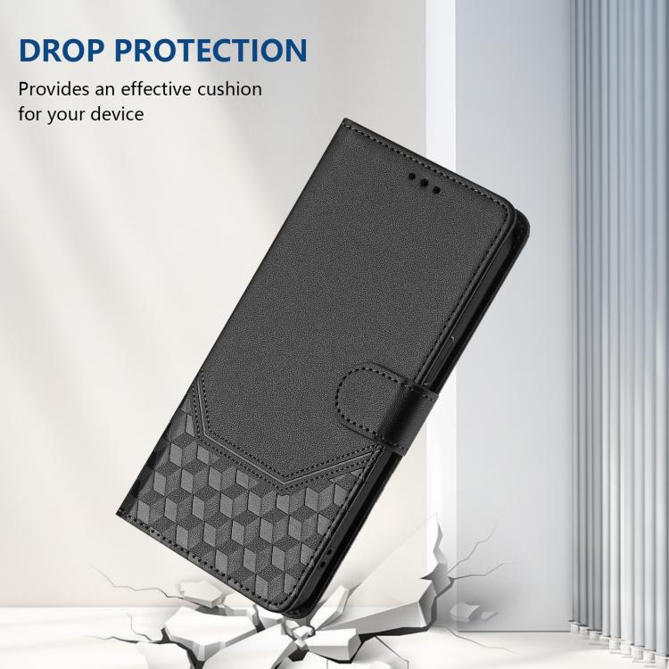 Funda de Cuero Rfid con Relieve en Panal para Huawei Nova 13/Nova 12 (Negra)