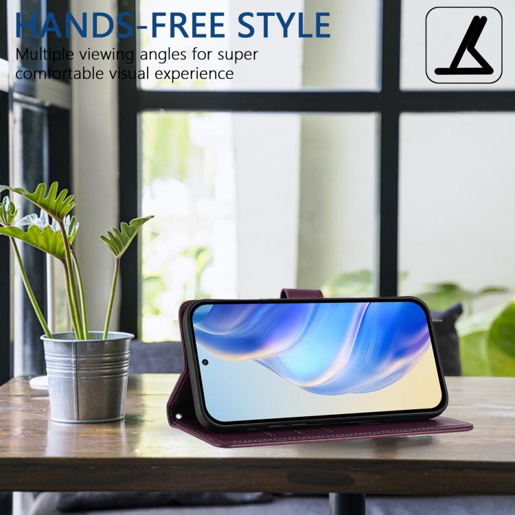 Funda de piel con relieve de panal RFID para Samsung Galaxy A17 4G (violeta)