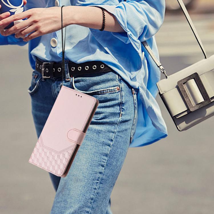 Funda de cuero con relieve de panal RFID para Xiaomi Civi 5 Pro 5G (rosa)
