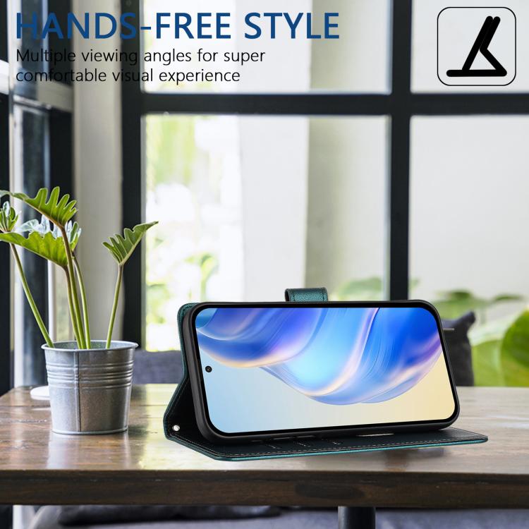 Funda de cuero con relieve de panal RFID para Xiaomi 15S Pro 5G (verde pavo real)