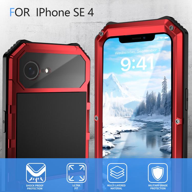 Funda para Teléfono R-Just Life Resistente Agua Polvo Golpes para iPhone 16E (Roja)