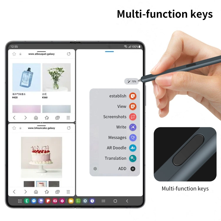 Lápiz Óptico Electromagnético con Ranura para Bolígrafo Samsung Galaxy Z Fold6/5/4/3 (Gris Oscuro)