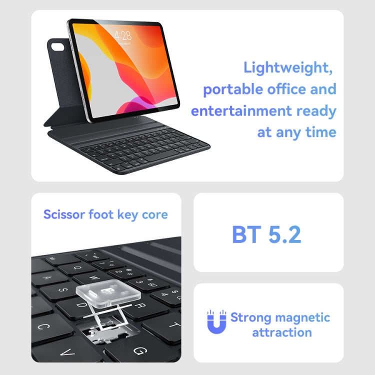 Funda de Cuero con Teclado Magnético Yesido para iPad Pro 11 2022 y Air 10.9 2022 (Negro)