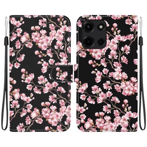 Funda de Cuero Motorola Moto G 5G 2025 con Dibujo de Colores y Textura de Cristal (Flor de Ciruelo)