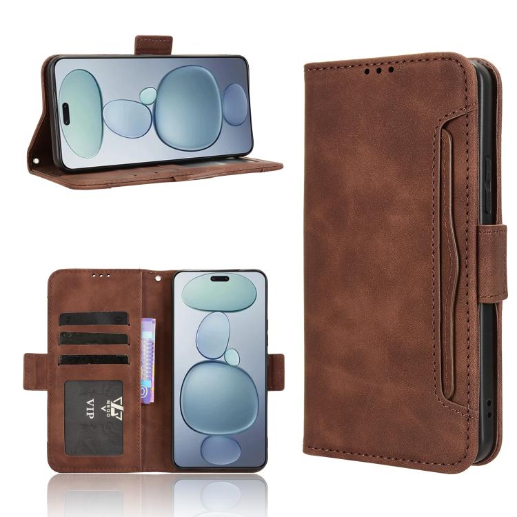 Funda de piel con textura de becerro y ranuras para tarjetas para Xiaomi Civi 5 Pro 5G (marrón)