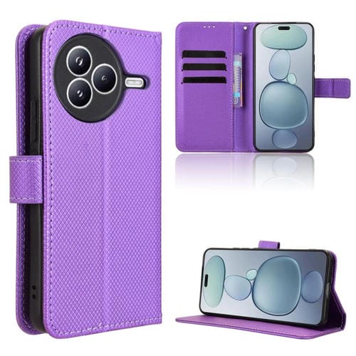 Funda de cuero con textura de diamante para Xiaomi Civi 5 Pro 5G (morada)