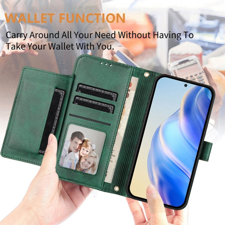 Funda de Cuero con Cremallera y Ranuras para Tarjetas para Itel A50C (Verde)