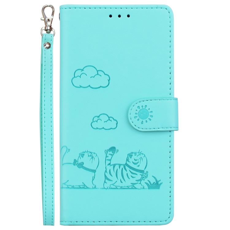 Funda de piel RFID con diseño de gatos para Tecno Camon 40 (verde)