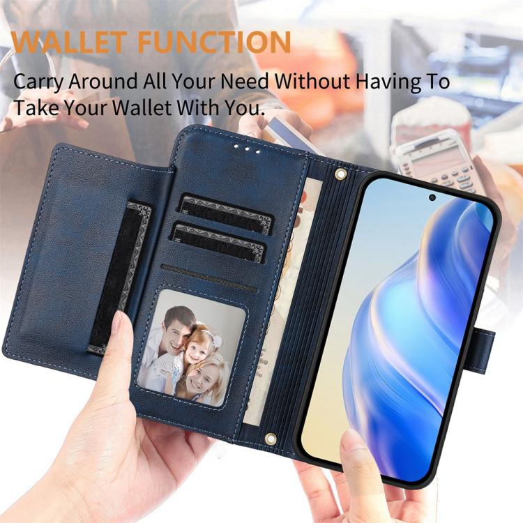 Funda de cuero con cremallera y ranuras para múltiples tarjetas para Tecno Camon 40 Premier (azul)