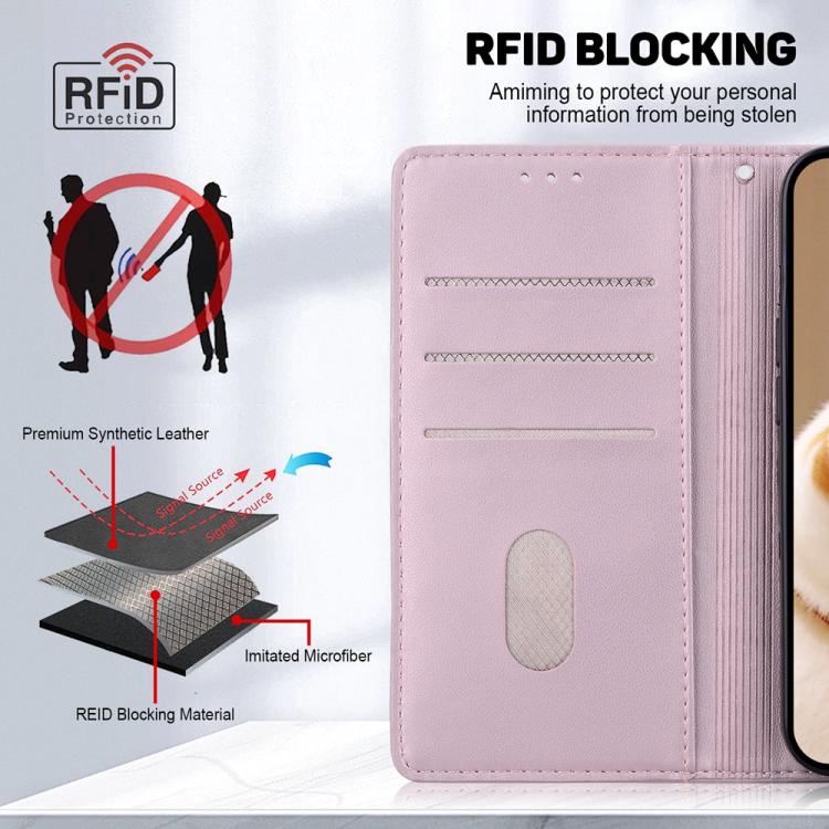 Funda de cuero RFID con diseño de gatos para Infinix Zero 40 4G/5G (oro rosa)