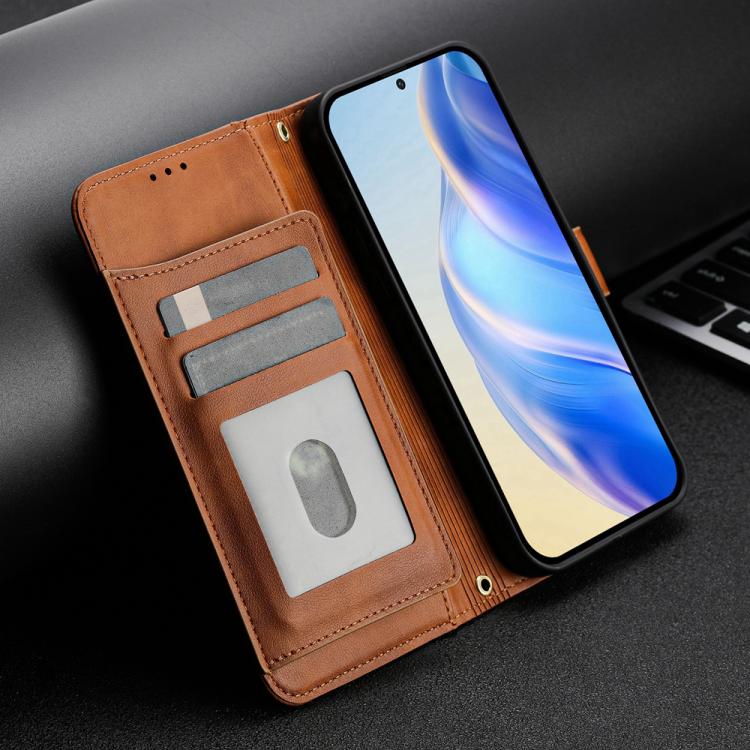 Funda de cuero con cremallera y ranuras para múltiples tarjetas para TCL 605 / TCL 60 SE (marrón)