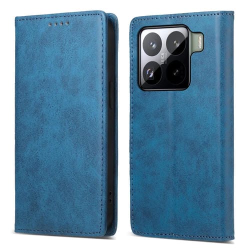 Funda De Cuero Rfid Magnética De Color Sólido Para Xiaomi 15 Pro Business (Azul)