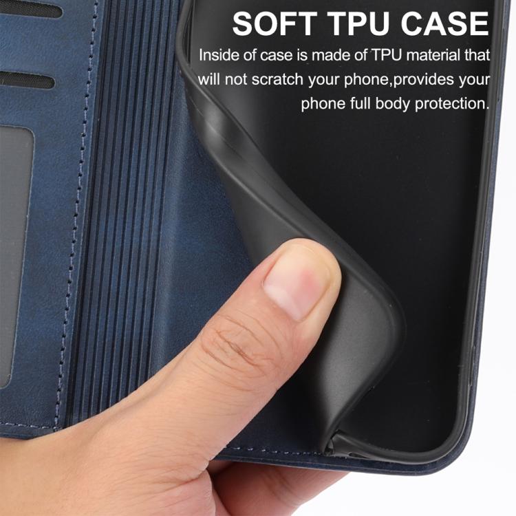 Funda de Cuero Magnética Textura Becerro y Cuadrícula Cúbica para OnePlus 13R / Ace 5 / Ace 5 Pro (Azul)