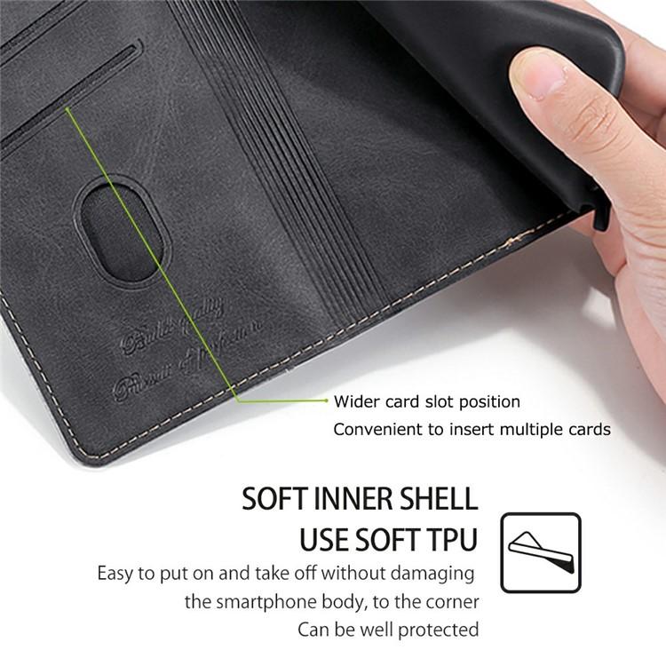 Funda de cuero con hebilla lateral en color de contraste para Samsung Galaxy F06 5G (negro y gris)