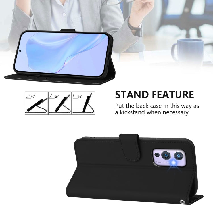 Funda de Cuero con Cordón para Teléfono OnePlus 9 Skin Feel (Negro)