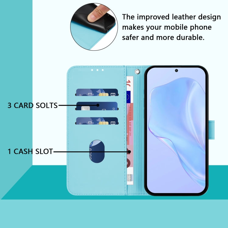 Funda de Piel para OnePlus 9 con Cordón (Azul Cielo)