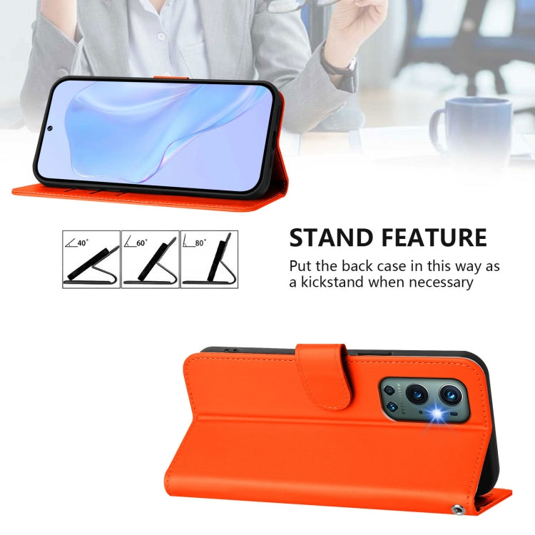 Funda de Cuero con Cordón para OnePlus 9 Pro Skin Feel (Naranja)