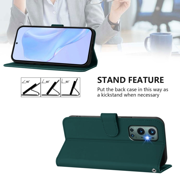 Funda de Cuero con Cordón para OnePlus 9 Pro Skin Feel (Verde Oscuro)