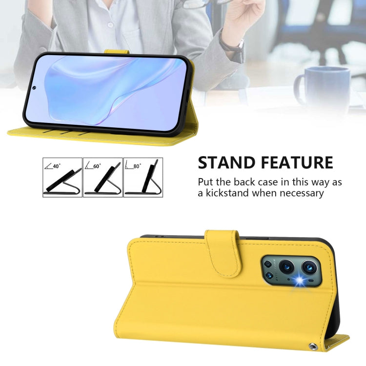 Funda de Piel para OnePlus 9 Pro (Amarillo Limón) con Tacto Suave y Color Liso