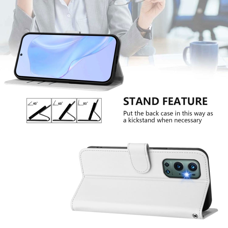 Funda de Cuero con Cordón para OnePlus 9 Pro Skin Feel (Blanco)