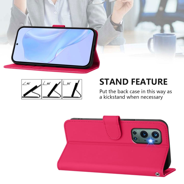 Funda de Cuero con Cordón para OnePlus 9 Pro Skin Feel (Rosa Rojo)