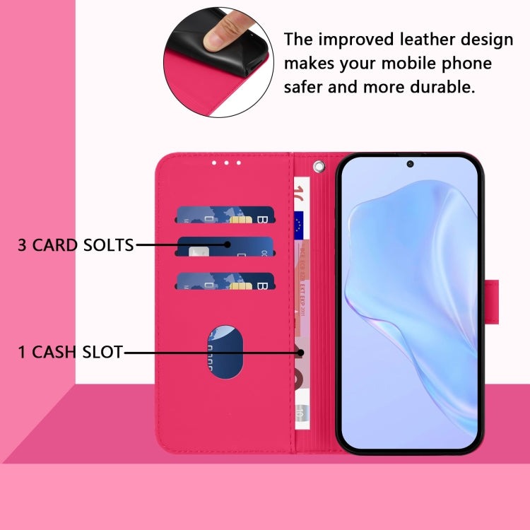Funda de Cuero con Cordón para OnePlus 9 Pro Skin Feel (Rosa Rojo)