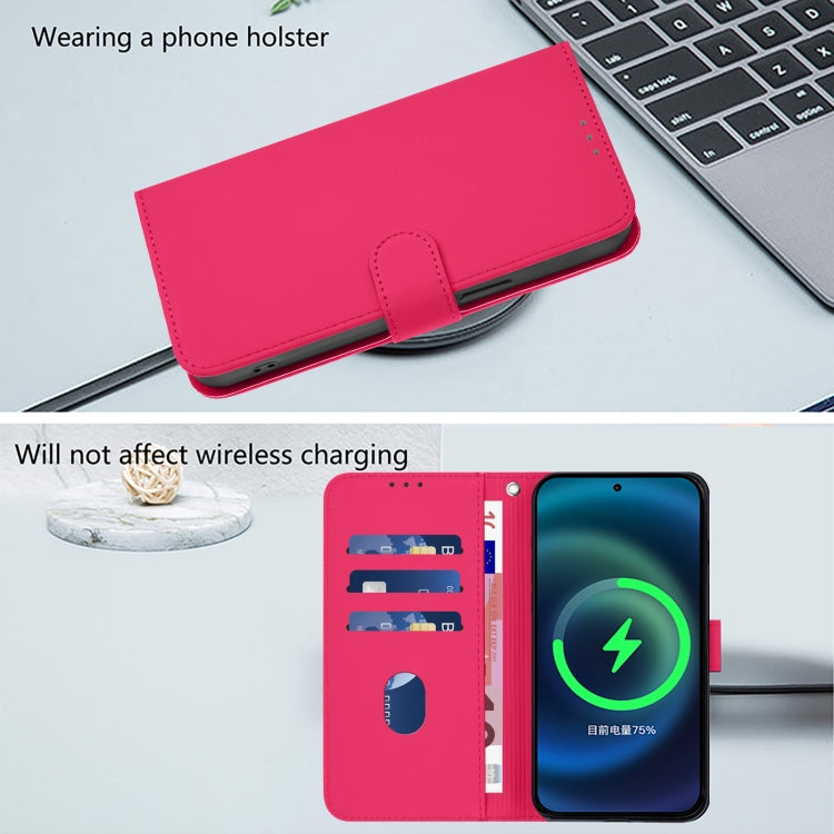Funda de Cuero con Cordón para OnePlus 9 Pro Skin Feel (Rosa Rojo)