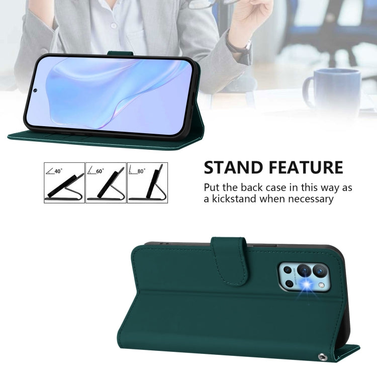 Funda de Piel con Cordón para OnePlus 9R/8T con Tacto de Piel (Verde Oscuro)