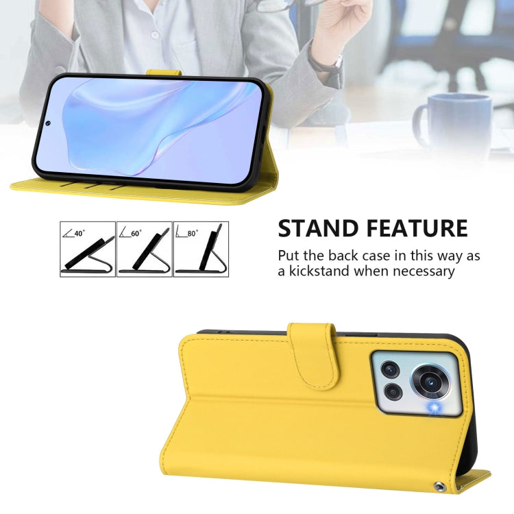 Funda de Piel con Cordón para OnePlus 10R/Ace con Tacto de Piel (Amarillo Limón)