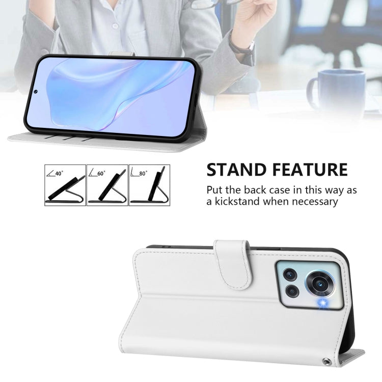 Funda de Piel Sintética con Cordón para OnePlus 10R/Ace (Blanco)