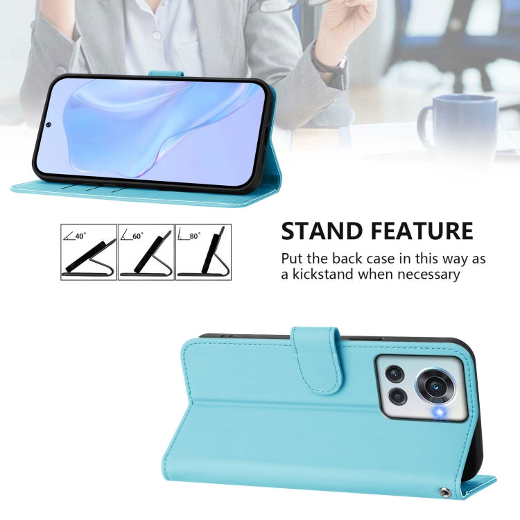 Funda de Cuero con Cordón para OnePlus 10R/Ace Skin Feel (Azul Cielo)
