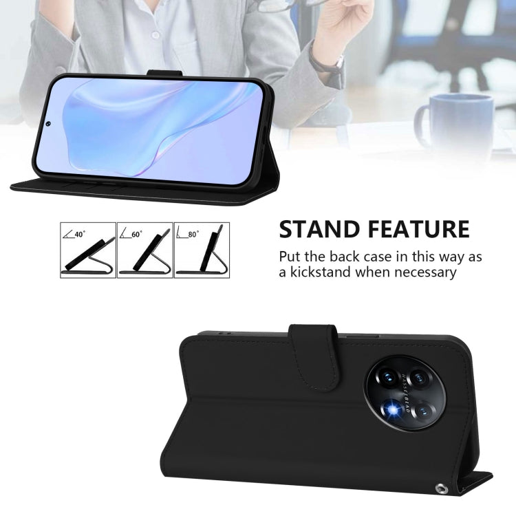 Funda de Piel con Cordón para OnePlus 11 con Tacto de Piel (Negro)
