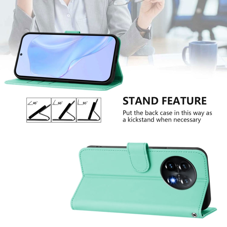 Funda de Piel con Cordón OnePlus 11 con Tacto de Piel (Verde Menta)