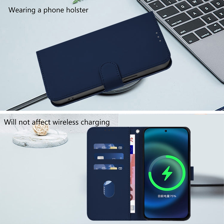 Funda de Piel con Cordón para OnePlus 11 con Tacto de Piel (Azul Marino)