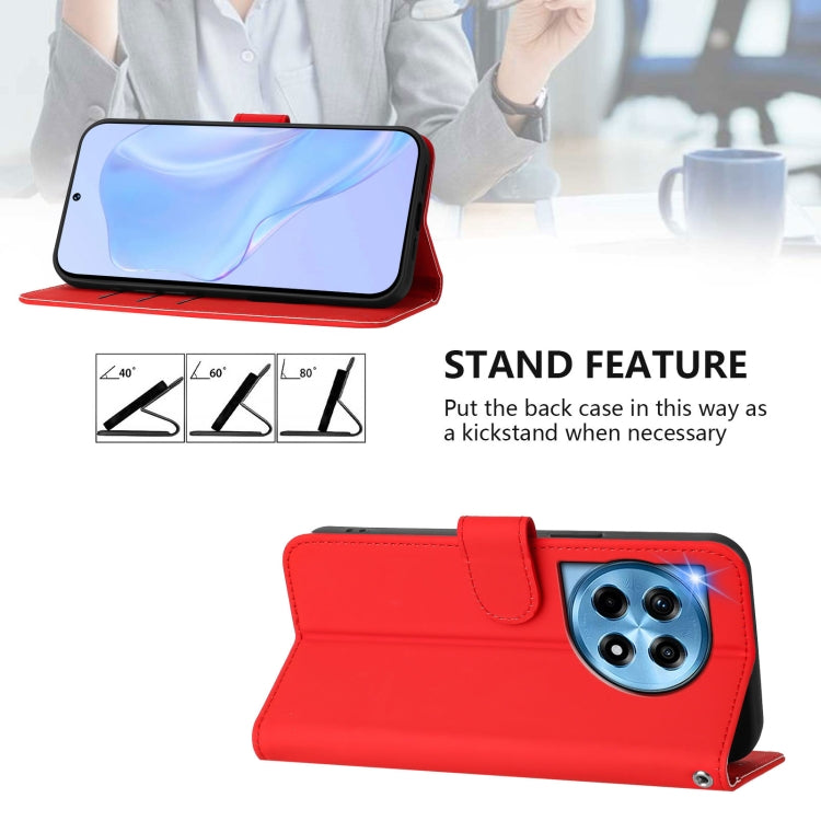 Funda de Cuero con Cordón para OnePlus 12 5G con Tacto de Piel (Rojo)