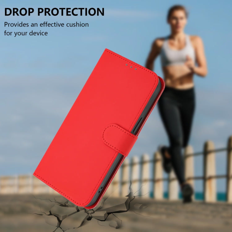 Funda de Cuero con Cordón para OnePlus 12 5G con Tacto de Piel (Rojo)
