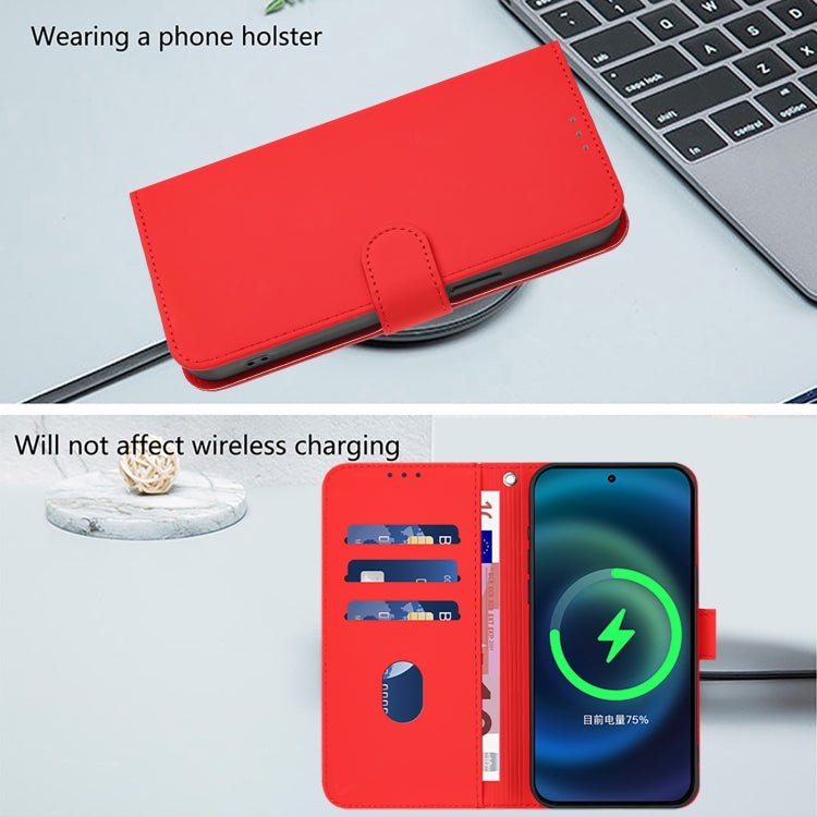 Funda de Cuero con Cordón para OnePlus 12 5G con Tacto de Piel (Rojo)