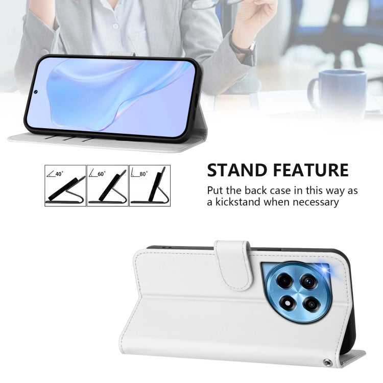 Funda de Cuero con Cordón para OnePlus 12 5G con Tacto de Piel (Blanco)