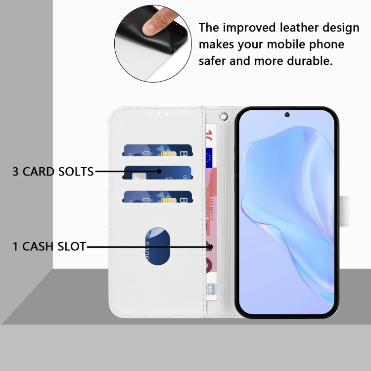 Funda de Cuero con Cordón para OnePlus 12 5G con Tacto de Piel (Blanco)