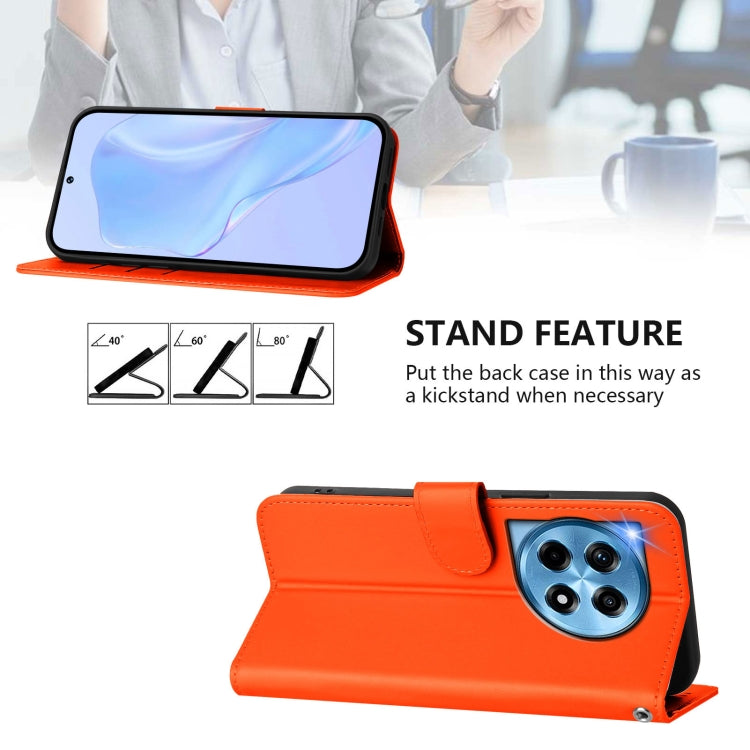 Funda de Cuero con Cordón para OnePlus 12R 5G con Tacto de Piel (Naranja)