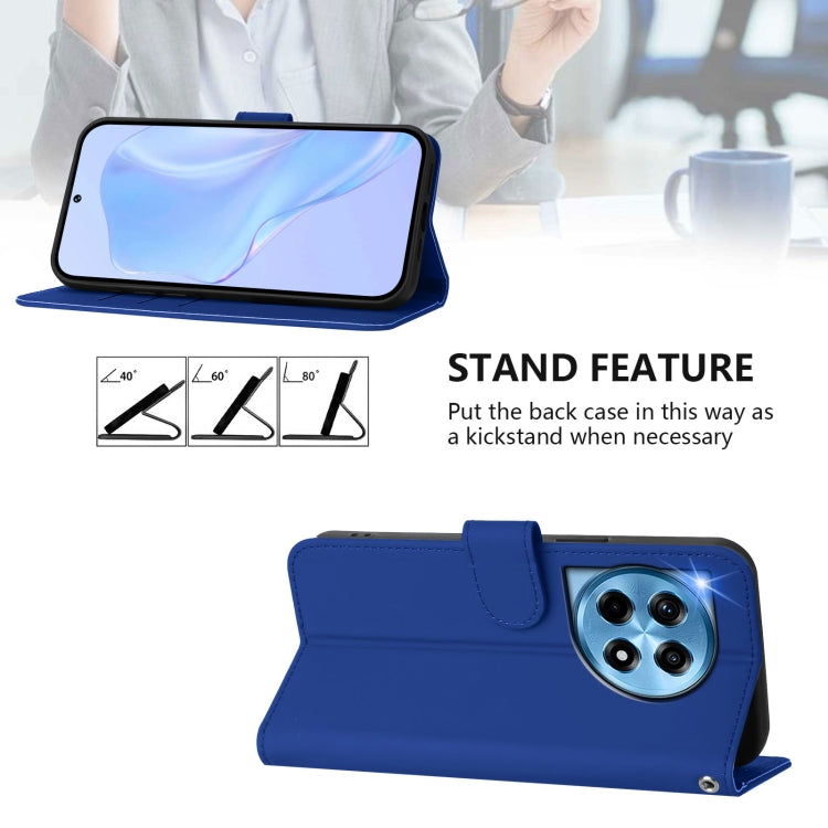 Funda de Cuero con Cordón para OnePlus 12R 5G con Tacto de Piel (Azul Oscuro)