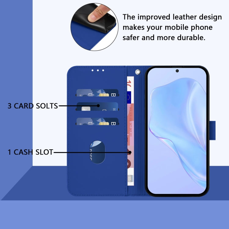 Funda de Cuero con Cordón para OnePlus 12R 5G con Tacto de Piel (Azul Oscuro)