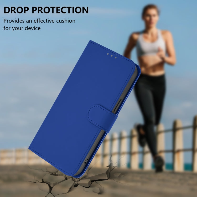 Funda de Cuero con Cordón para OnePlus 12R 5G con Tacto de Piel (Azul Oscuro)