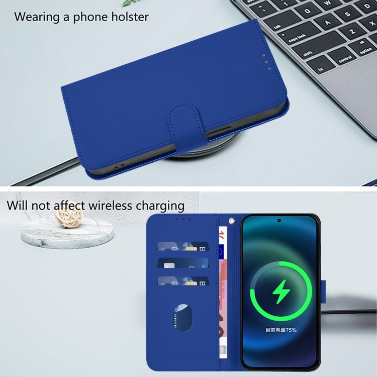 Funda de Cuero con Cordón para OnePlus 12R 5G con Tacto de Piel (Azul Oscuro)