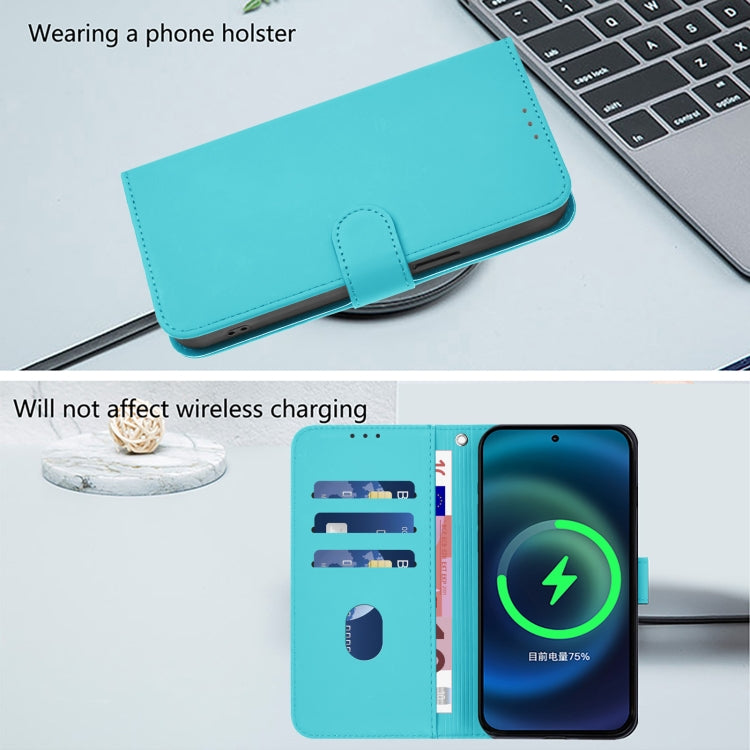 Funda de Cuero con Cordón para OnePlus 12R 5G Tacto Piel (Azul Lago)